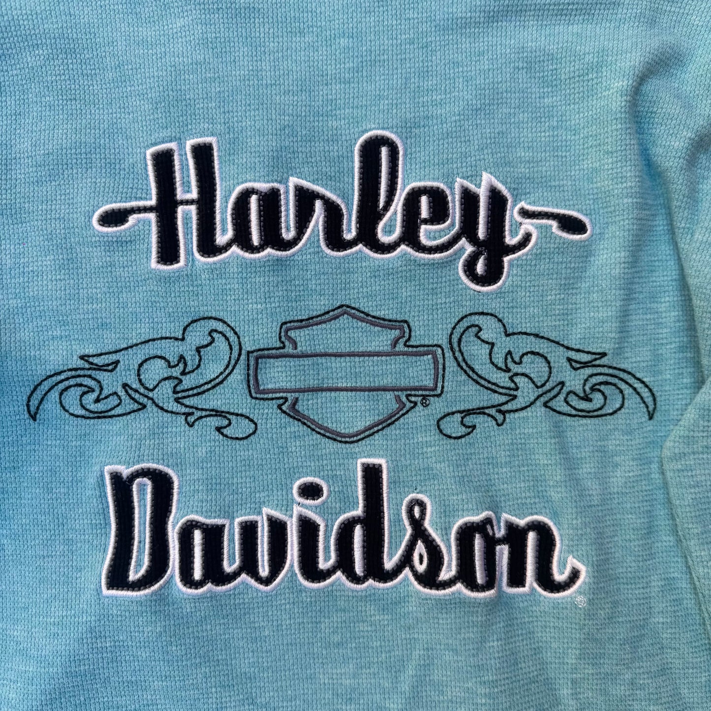 Harley Davidson Waffle Knit Hooded Long Sleeve