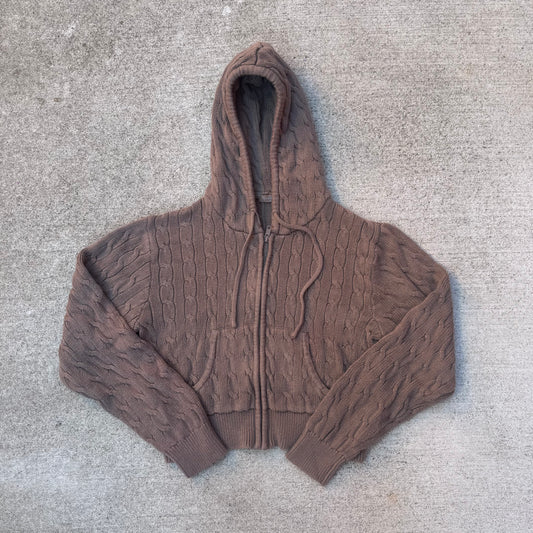 Brandy Melville Brown Crystal Knit Hoodie
