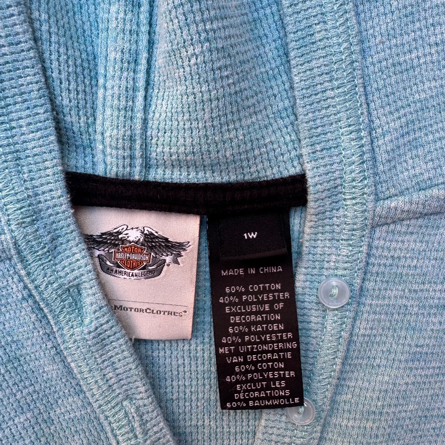 Harley Davidson Waffle Knit Hooded Long Sleeve