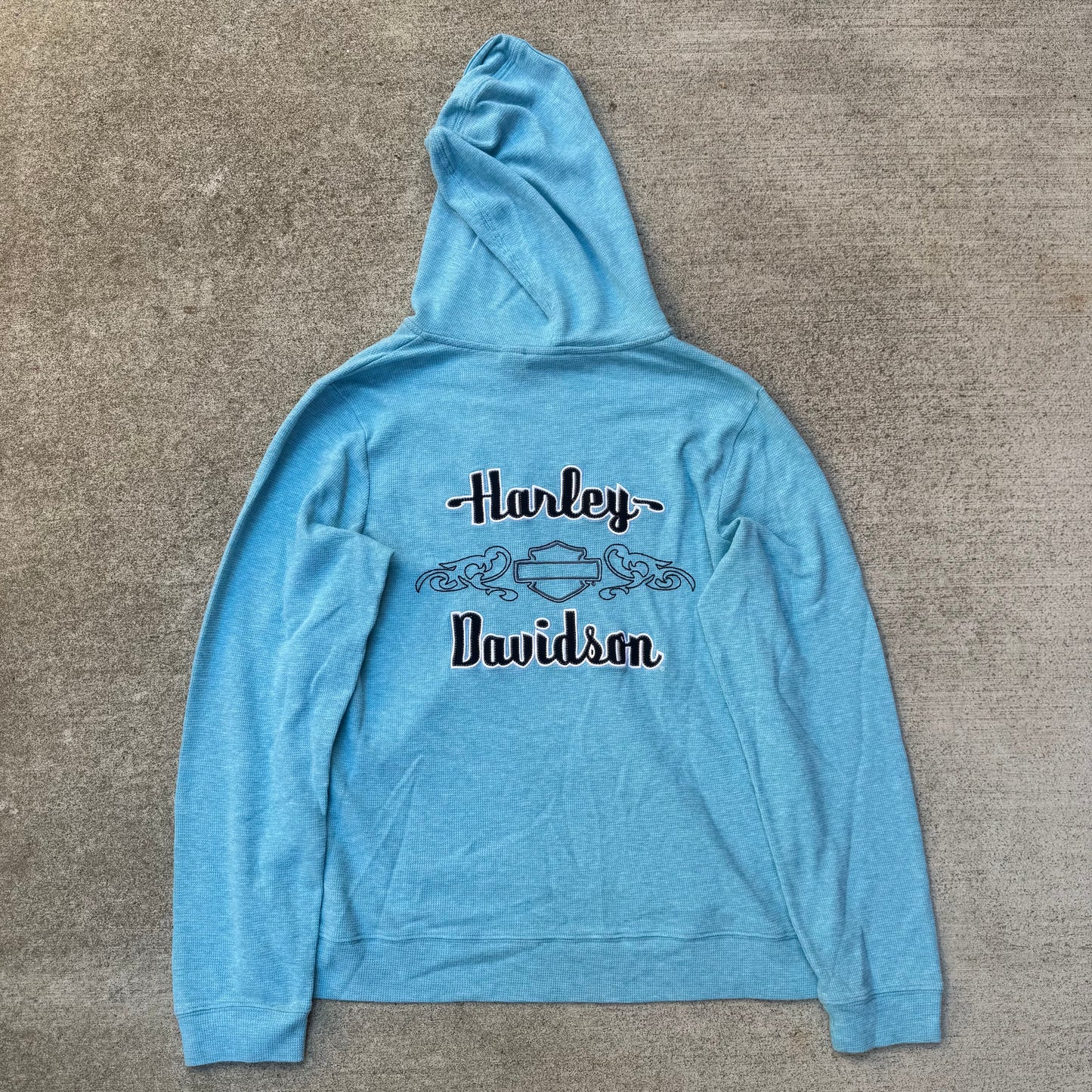 Harley Davidson Waffle Knit Hooded Long Sleeve
