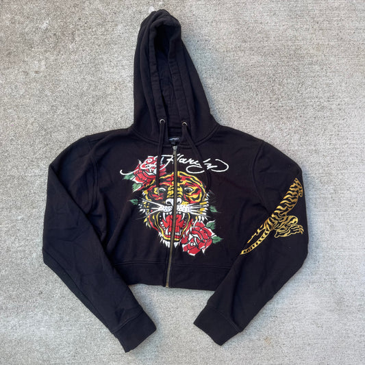 Ed Hardy Cropped Zip Up Hoodie