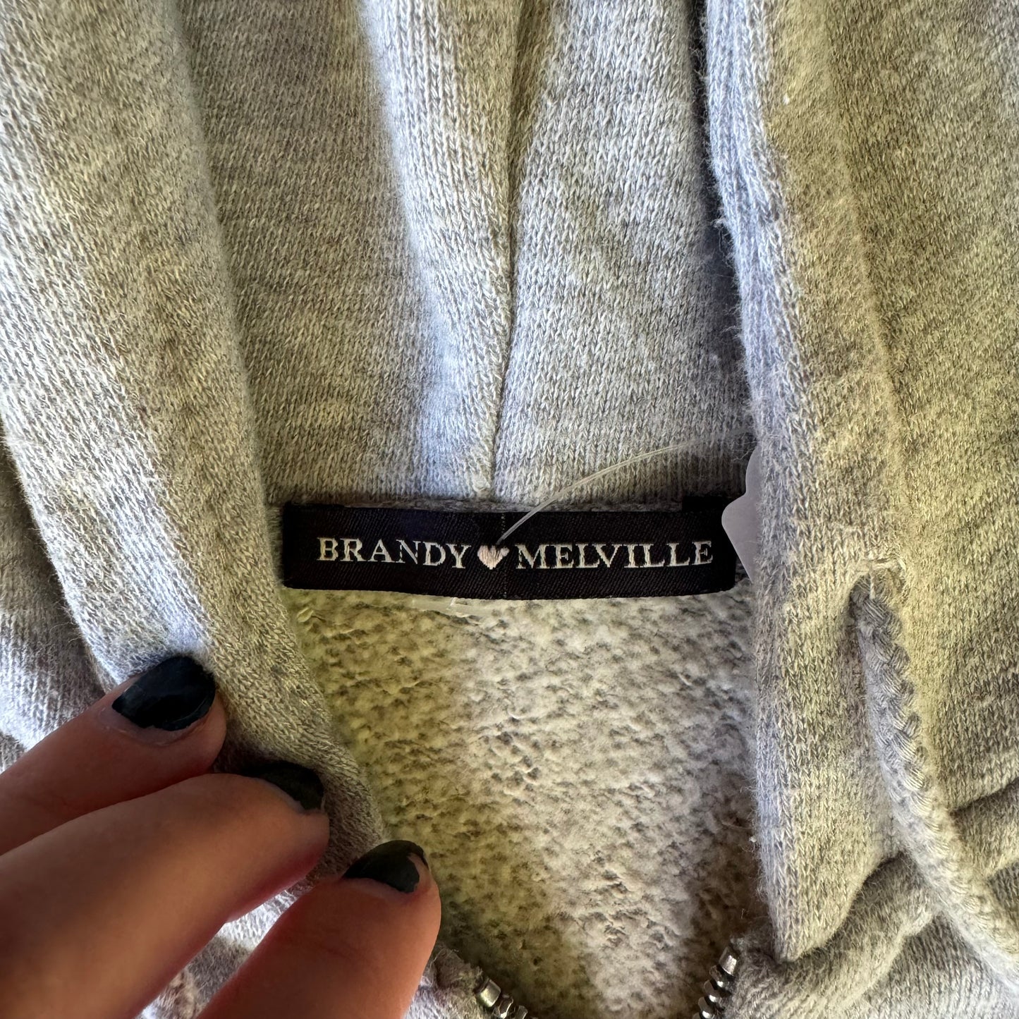 Brandy Melville Cropped Zip Up Hoodie