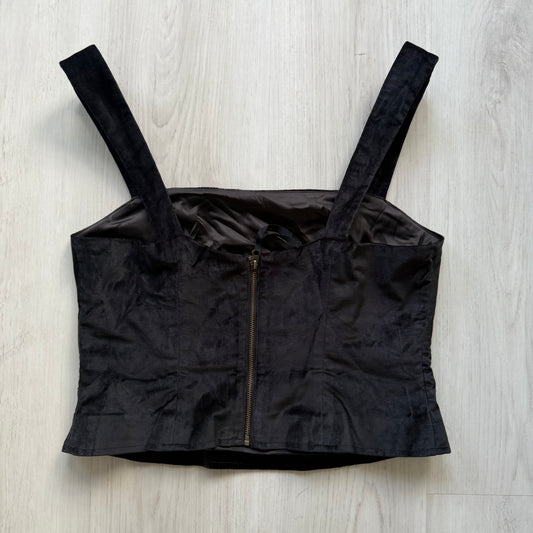 Maeve Emmanuelle Cropped Black Velvet Tank