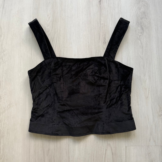 Maeve Emmanuelle Cropped Black Velvet Tank