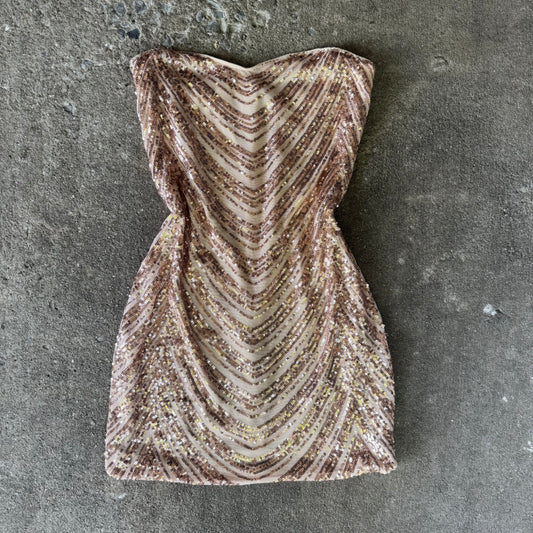 Hello Molly Stars Shining Bright Mini Dress Gold