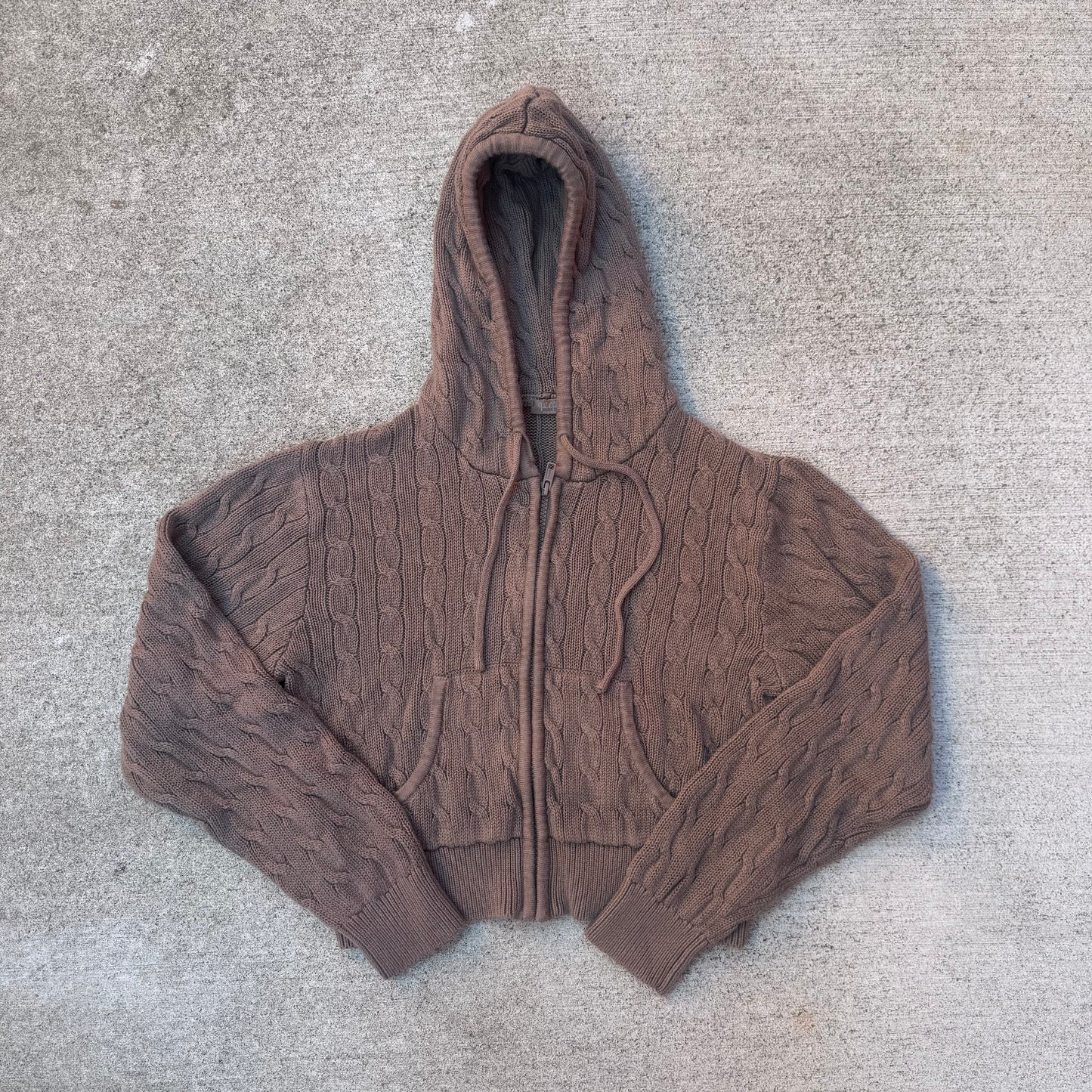 Brandy Melville Brown Crystal Knit Hoodie