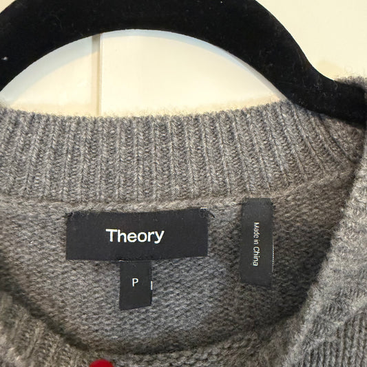 Theory Airy Wool Cashmere Button Tunic Sweater