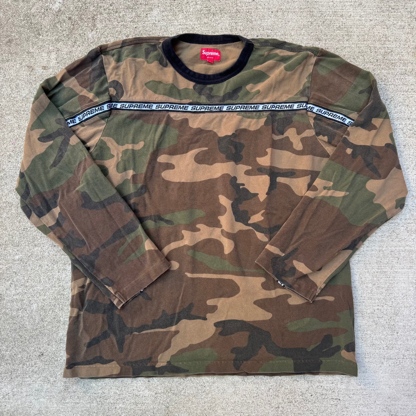 Supreme Tape Stripe Pique Long Sleeve Top
