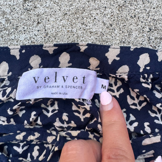 Velvet By Graham and Spencer Navy Batik Floral Print Top