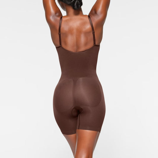 Skims Seamless Sculpt Mid Thigh Bodysuit Cocoa