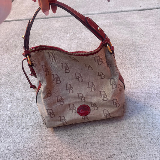 Dooney and Bourke Vintage Monogram Canvas Tassle Shoulder Bag and Wallet